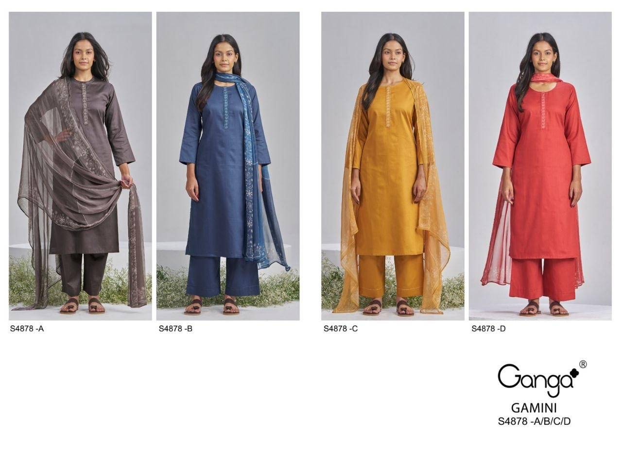 GAMINI 4878 By GANGA FASHION Stylish Beautiful Colourful PREMIUM PURE BEMBERG Dresses At Wholesale Price